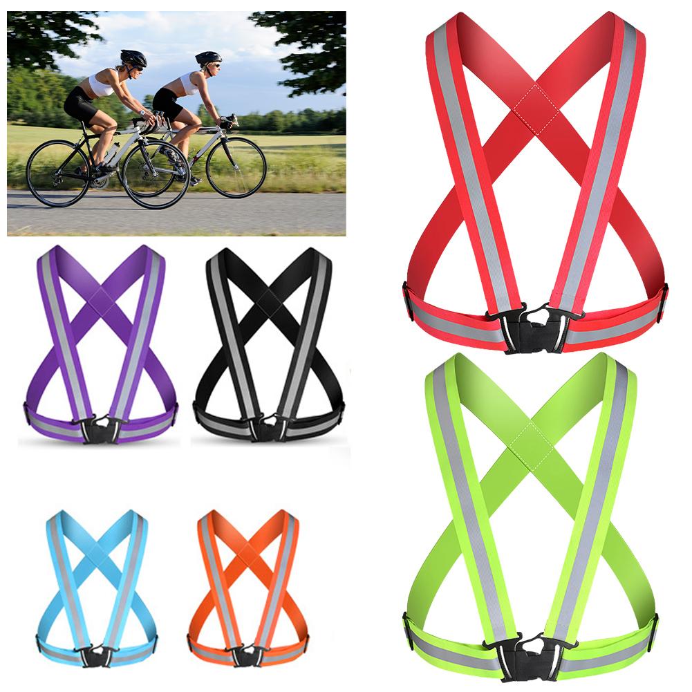 Running Gear Satisfy - 屋外調節可能な安全ベスト夜間ウォーキング用反射ベスト軽量サイクリング安全ストラップ防水ランニングギア