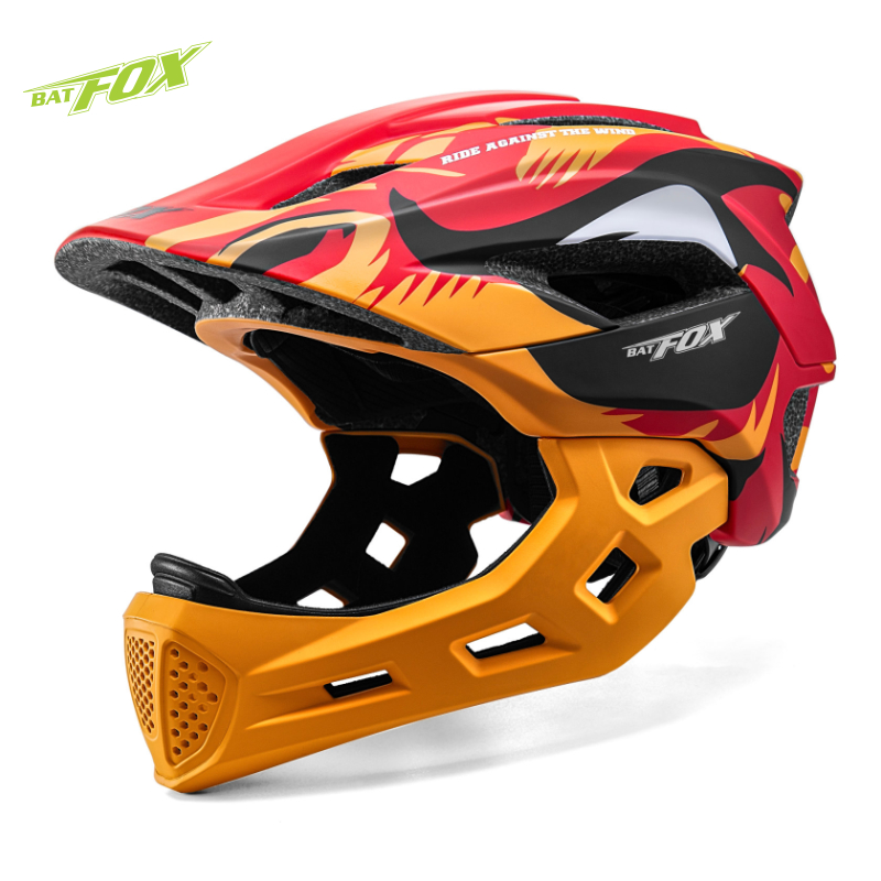 Running Gear For Kids - BATFOX キッズフルフェイスバイクヘルメット取り外し可能なサイクリングヘルメット子供青少年スポーツ安全保護装備 MTB 自転車ヘルメット