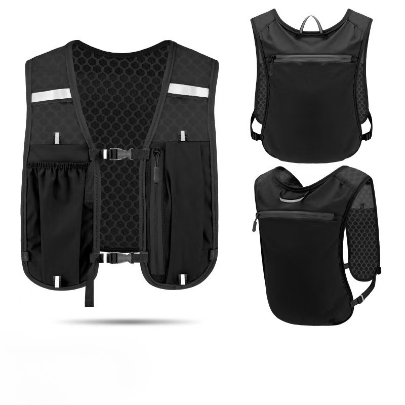 Running Gear Satisfy - ランニング＆サイクリングスポーツ用反射軽量ベスト、携帯電話収納ポケット付きハイドレーションチェストパック、アウトドアギア