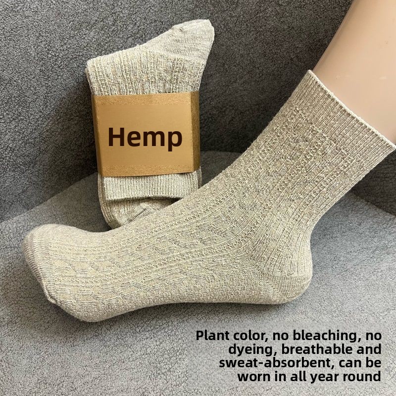 Anti Blister Sock - 1 ペア麻クルーソックスユニセックスカップルソックス四季通気性吸汗性抗臭気アンチスリップアンチブリスター