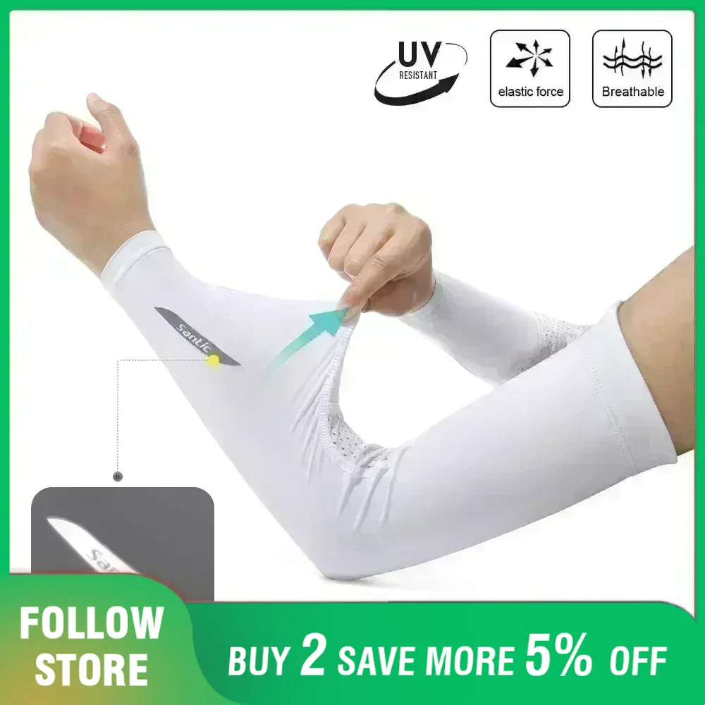 Running Gear Satisfy - Santic-sportsアーム圧縮スリーブ、冷却アーム、保護具、UV保護、バスケットボール、サッカー、野球、ランニング、新しい夏