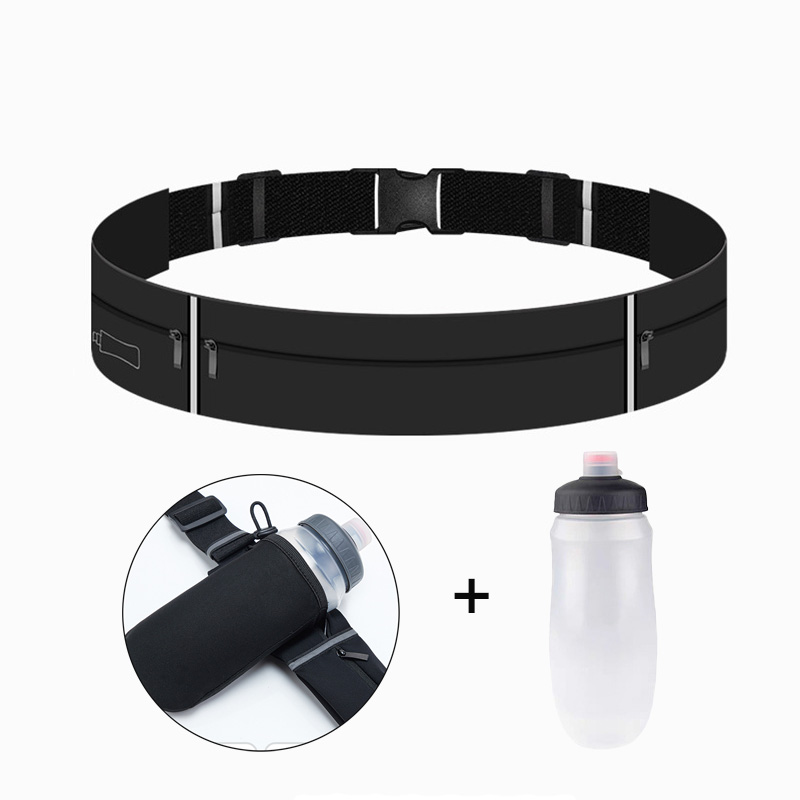 Running Gear Belt - ランニングベルトウエストバッグ ウォーターボトル付き 550ml 女性用スポーツファニーパック 男性用電話ポーチ ジョギングジムバッグ