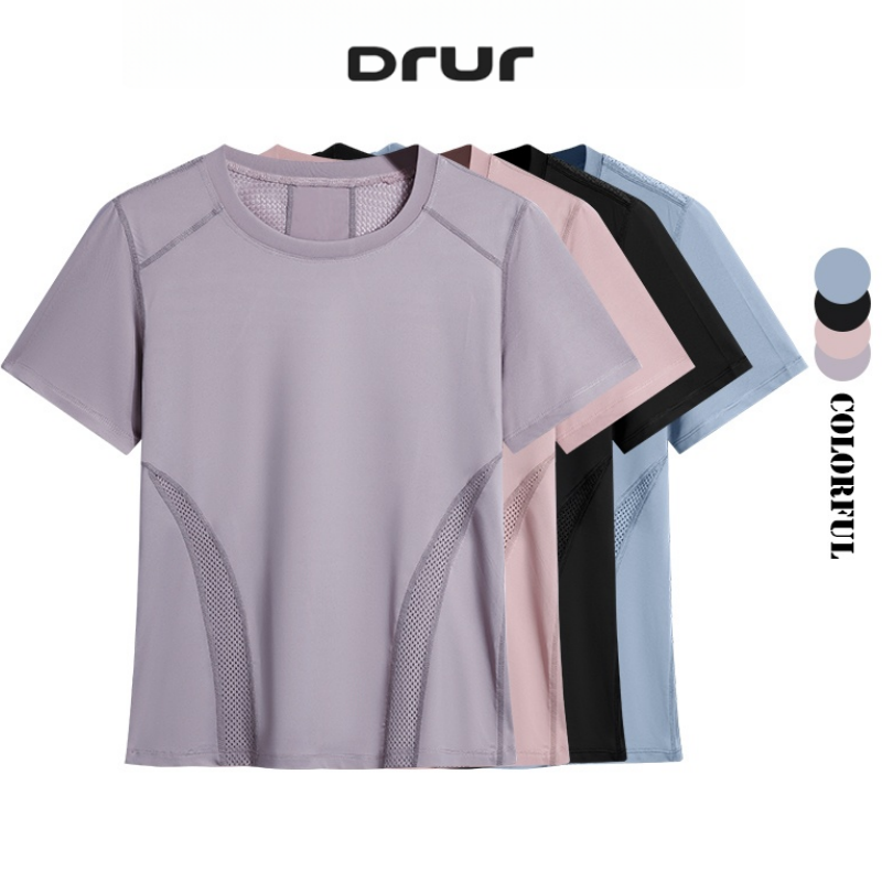 Running Gear Woman - DRUR 夏軽量ランニング Tシャツ女性クイックドライジムワークアウトトップ通気性ルーズフィットスポーツ Tシャツアクティブウェアヨガ服