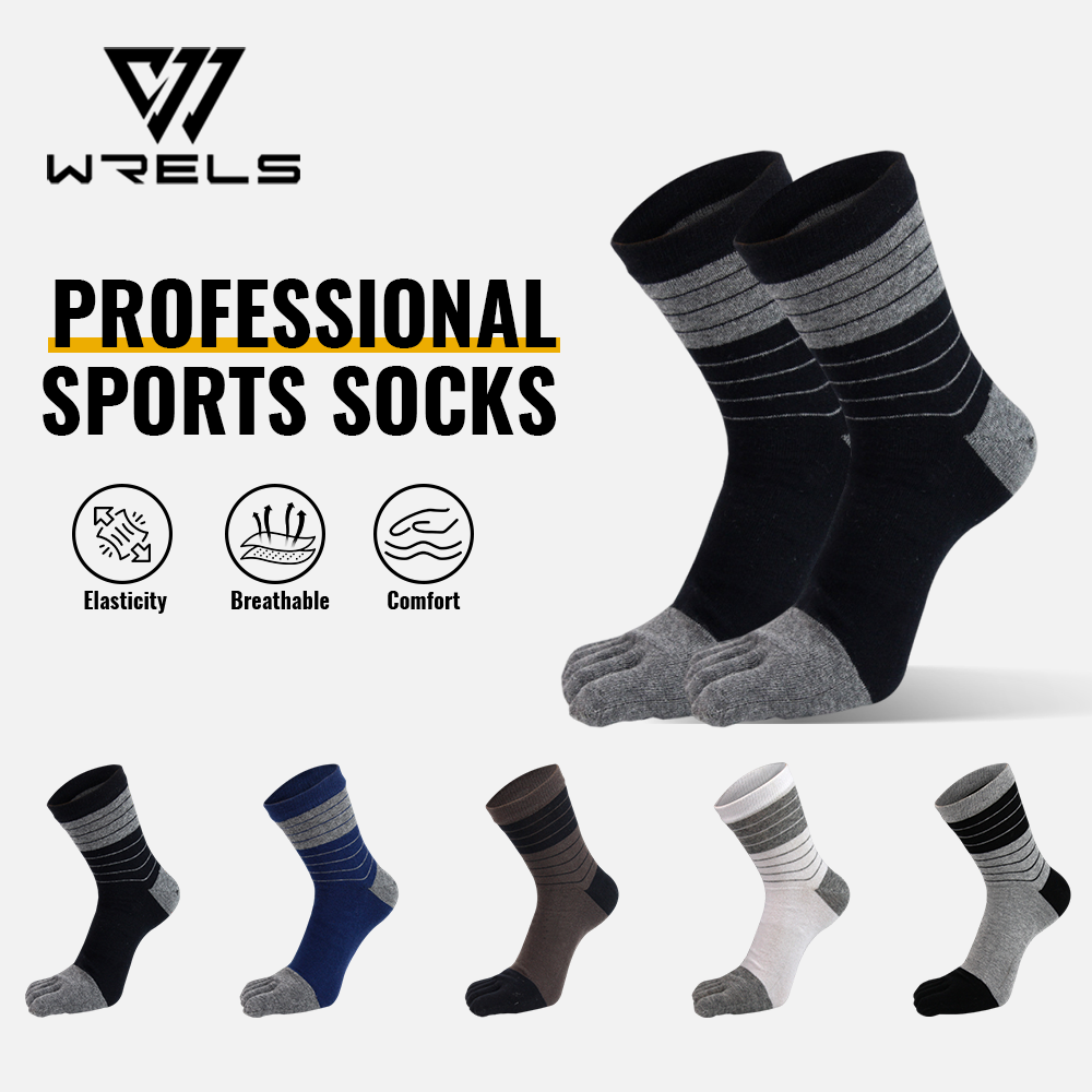 Anti Blister Sock - WRELS 1/2/3 ペアつま先ソックス綿吸湿発散性ランニング 5 本指ソックス男性抗水ぶくれアウトドアクルー運動靴下