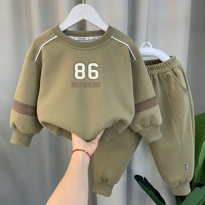 Running Gear For Kids - 2026年春秋キッズ服 男の子用セット スポーツスーツ 子供用トラックスーツ 男の子用長袖レターTシャツ パンツ