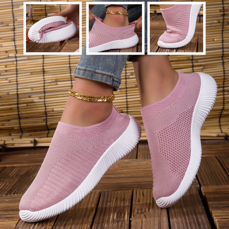 Running Gear Woman - レディーススニーカー 通気性ニットメッシュ 快適フラットレースアップシューズ トレンドファッション カジュアル アウトドア