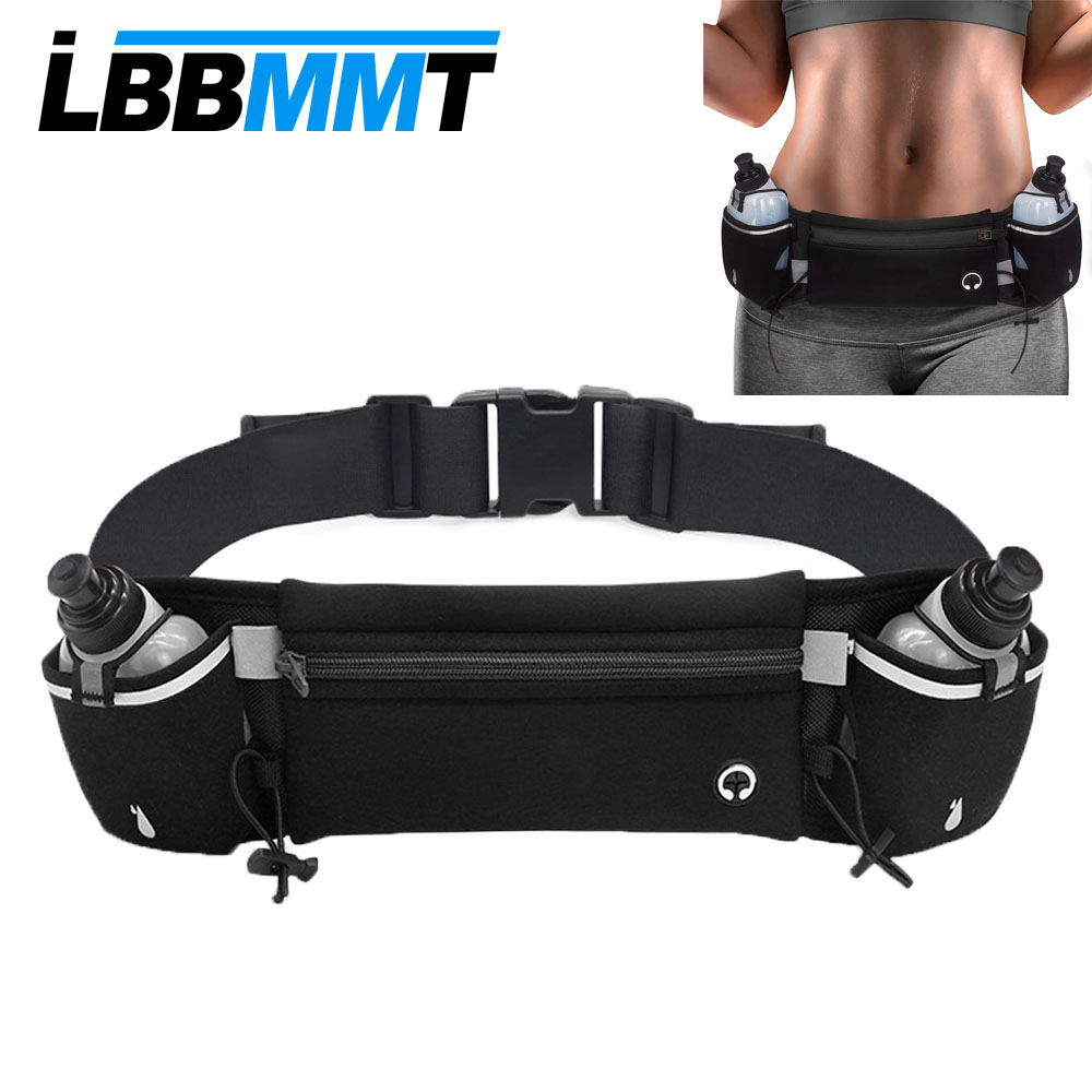 Running Gear Belt - ウォーターボトル付きランニングベルト1個、ファニーパックは7インチの携帯電話に適合、ランニング、ハイキング、登山用のウエストパック