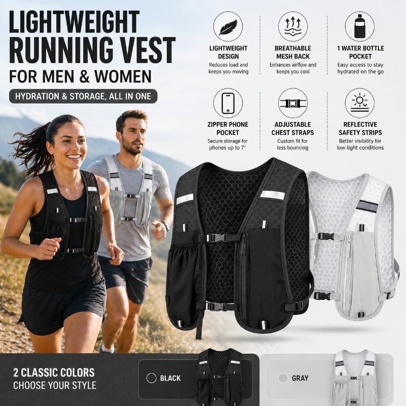 ランニング＆サイクリングスポーツ用反射軽量ベスト、携帯電話収 - Running Gear Satisfy のレビューと価格