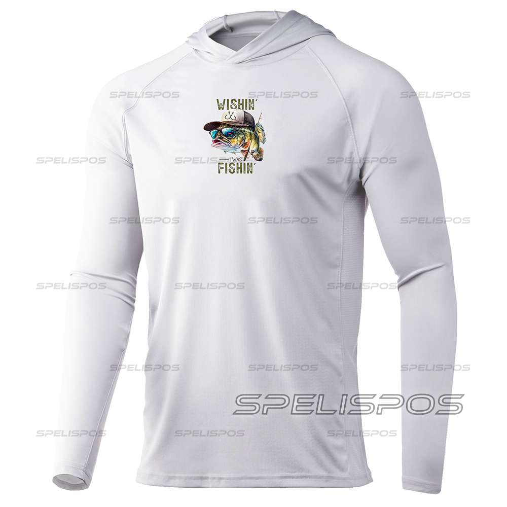 釣りフード付きホワイト長袖ライディングトップス UPF50+ - Running Gear Long Sleeve のレビューと価格