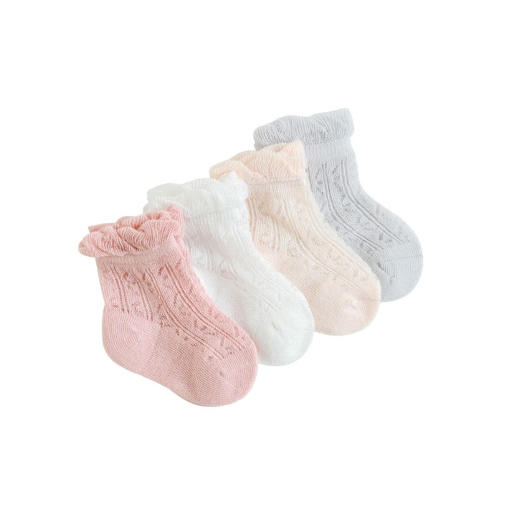 4足組 スウィートコットン ベビーラッフルソックス 穴あき滑 - Anti Blister Sock のレビューと価格
