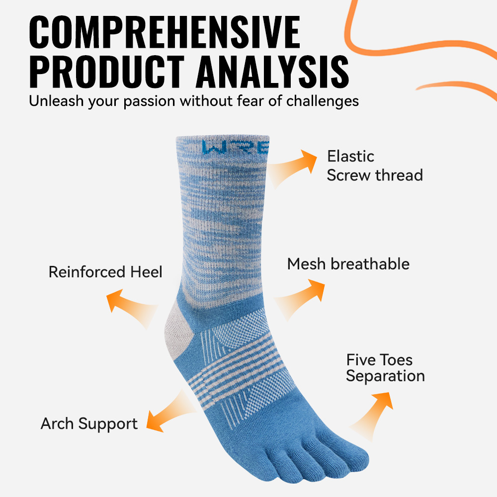 WRELS 1/2/3 ペアハイキングつま先ソックスシームレ - Anti Blister Sock のレビューと価格