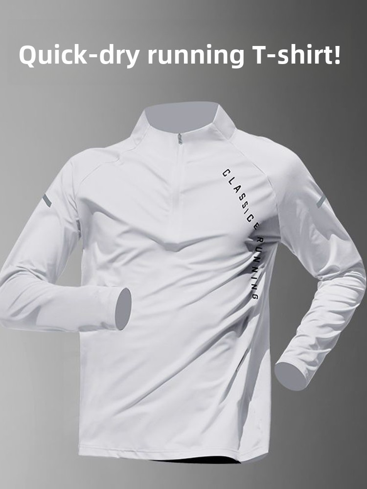 メンズトレーニングウェア速乾長袖Tシャツハーフジップランニン - Running Gear Long Sleeve のレビューと価格