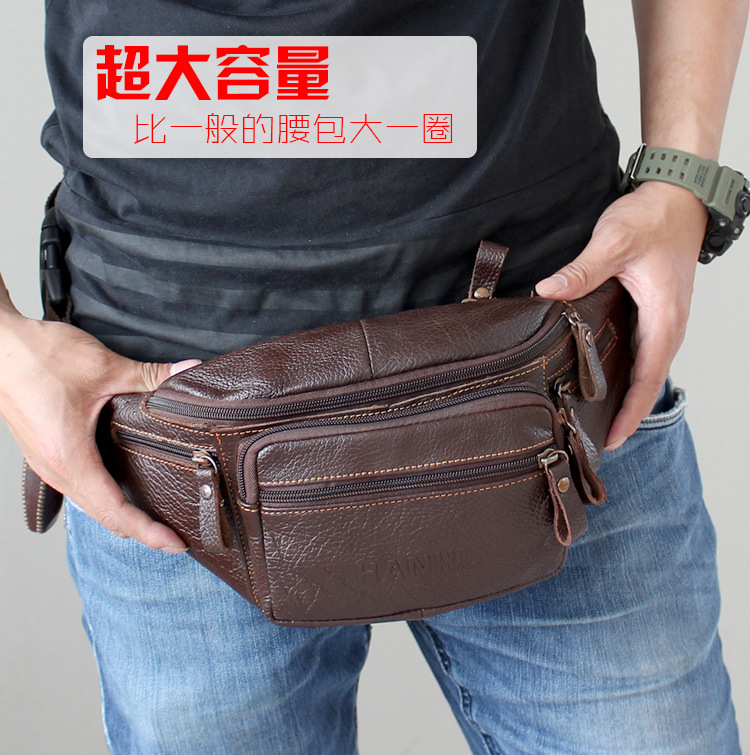 本物の牛革ウエストバッグ男性おかしいパックベルトバッグ電話ポ - Running Gear Belt のレビューと価格