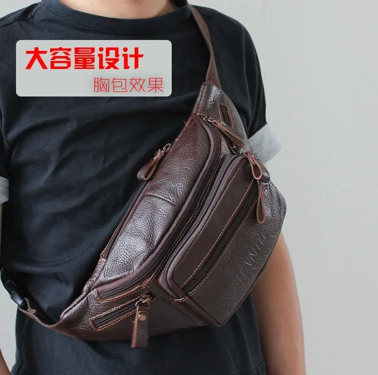 本物の牛革ウエストバッグ男性おかしいパックベルトバッグ電話ポ - Running Gear Belt のレビューと価格