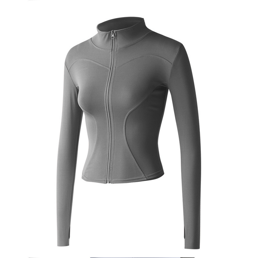 女性用ヨガジャケット 長袖 スタンドカラー フィットネストッ - Running Gear Long Sleeve のレビューと価格